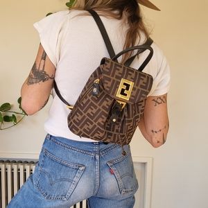 Authentic Fendi mini backpack bag purse shoulder bag